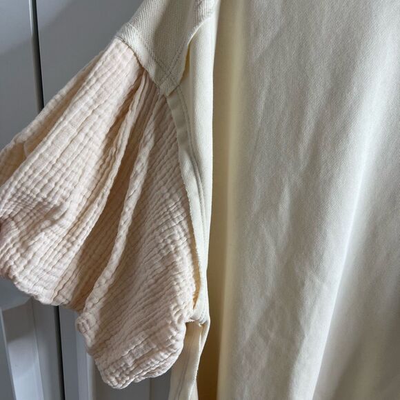 Umgee Gauze Puff Sleeve Knit Short Sleeve Ivory small - Picture 4 of 7